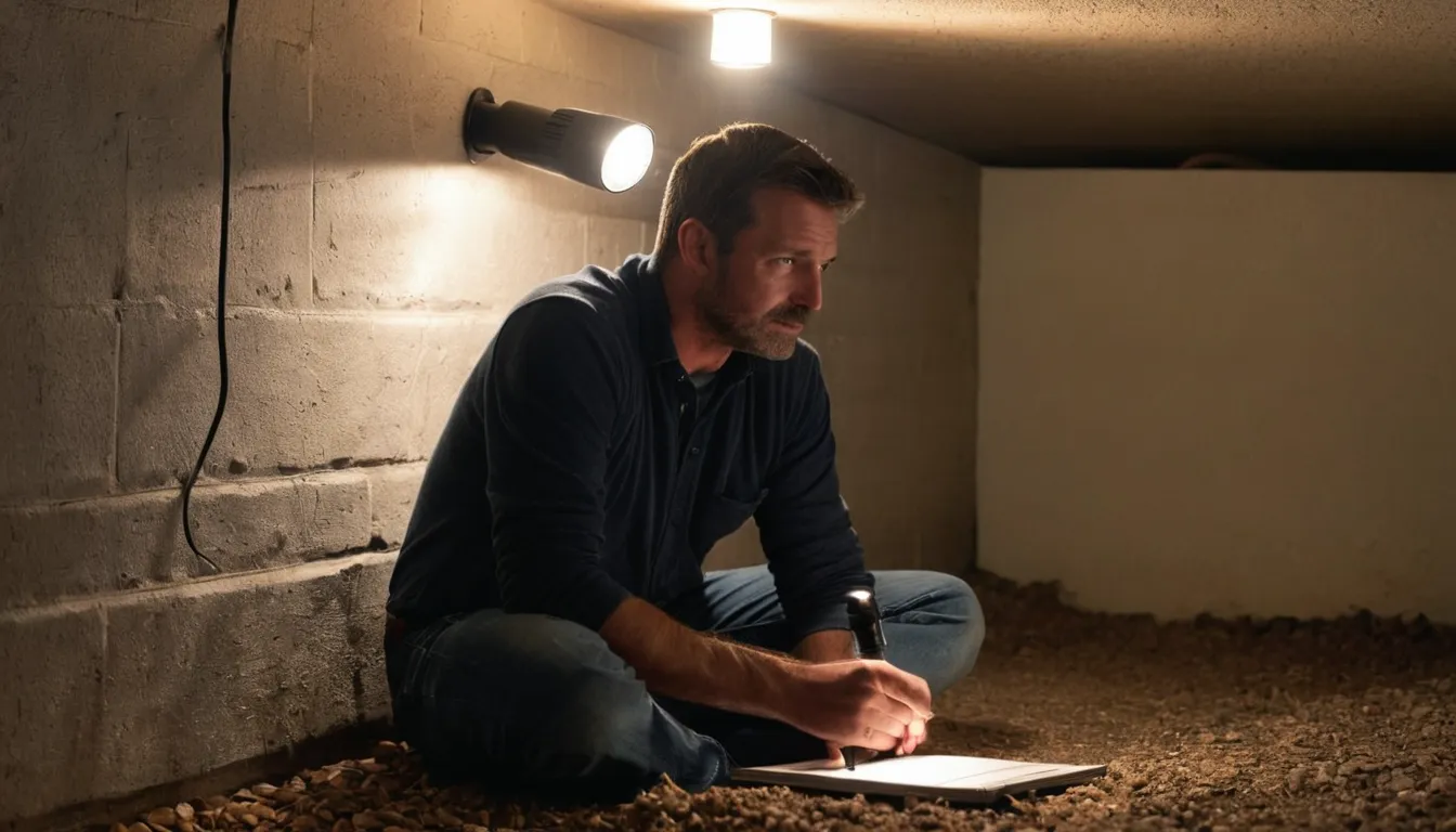 A homeowner checking a basement corner with a flashlight in the Sunset Hills area